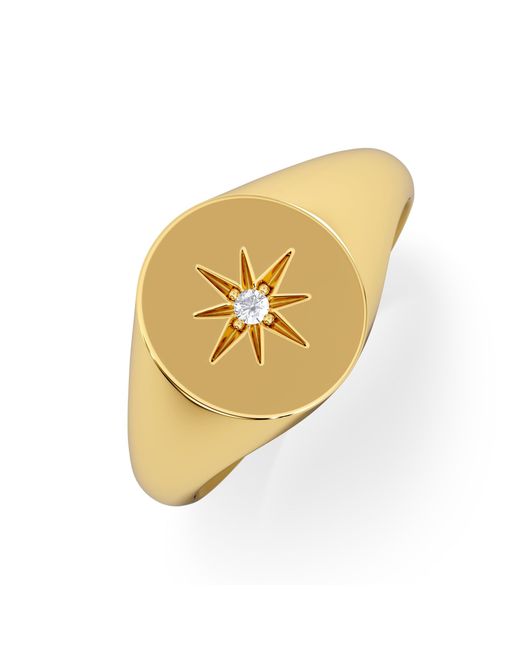 The Diamond Store Metallic Star Signet Lab Diamond Ring