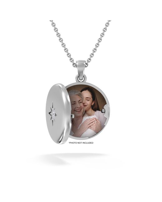 The Diamond Store Metallic Keepsake 0.06Ct Lab Diamond Round Locket Pendant Necklace
