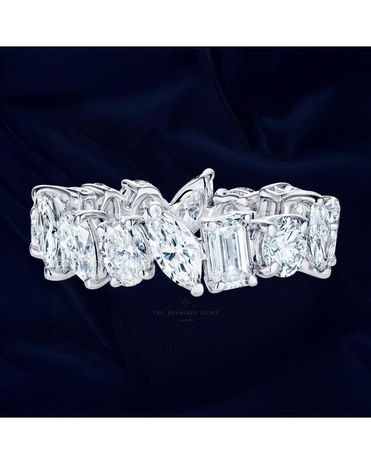 The Diamond Store Blue Luxe 4.00Ct Lab Diamond Eternity Ring With Igi Certified Asymmetrical-Cut Diamonds
