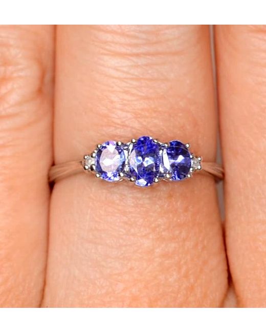 The Diamond Store Blue Tanzanite 0.59Ct And Diamond 9K Ring