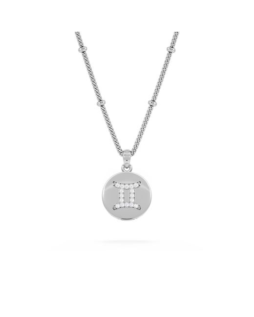 The Diamond Store Metallic Astrology Gemini 0.07Ct Lab Grown Diamond Medallion Pendant Necklace