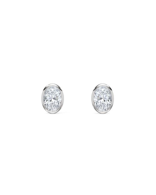 The Diamond Store Metallic Bezel Set 1.00Ct Oval Cut Lab Diamond Stud Earrings