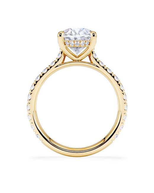 The Diamond Store White Amora Oval 3.00Ct Hidden Halo Lab Diamond Engagement Ring With Side Stones Set