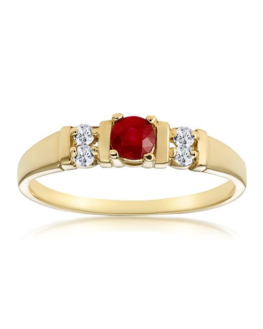 The Diamond Store Metallic Ruby 3.75Mm And Diamond 18K Ring