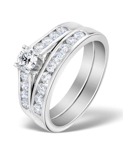 The Diamond Store Metallic Matching Diamond Engagement And Wedding Ring 0.88Ct
