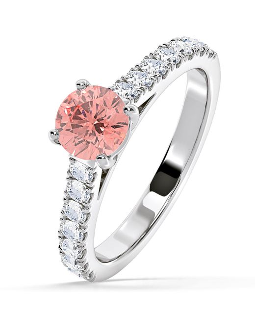 The Diamond Store Pink Natalia Lab Diamond 1.50Ct Side Stone Ring