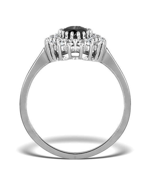 The Diamond Store White Sapphire 7 X 5Mm And Diamond 18K Ring Fet35-Uy
