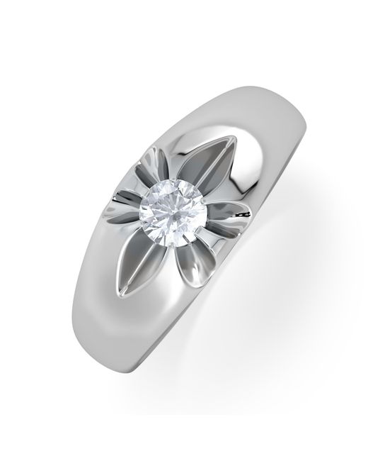 The Diamond Store White Lab Diamond Signet Ring 0.25Ct Round Cut
