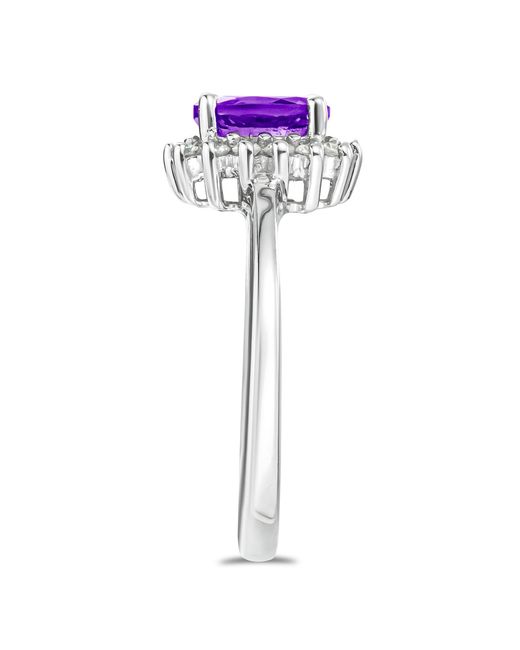 The Diamond Store Purple Amethyst 0.70Ct And Diamond 925 Sterling Ring