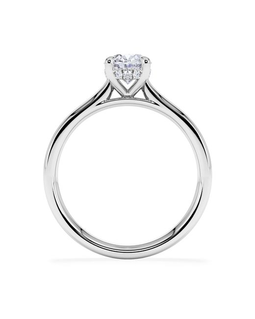 The Diamond Store White Amora Oval 1.00Ct Hidden Halo Lab Diamond Engagement Ring F/Vs1 Set