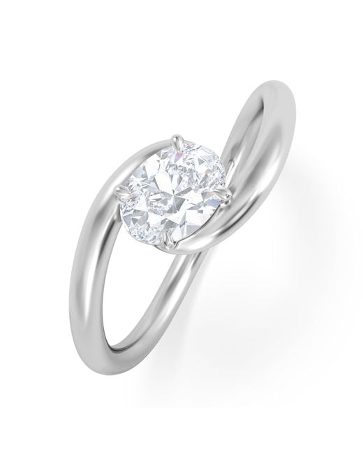 The Diamond Store White Affinity 0.50Ct Oval Cut Lab Diamond Solitaire Engagement Ring