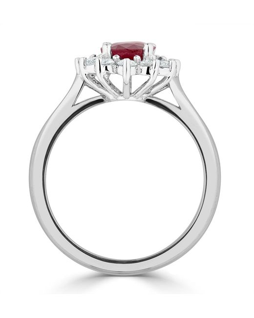 The Diamond Store Red Ruby 1.35Ct And Diamond 0.50Ct 18K Ring