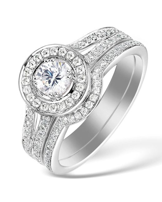 The Diamond Store Metallic Matching Diamond Engagement And Wedding Ring 1Ct Si2 18K