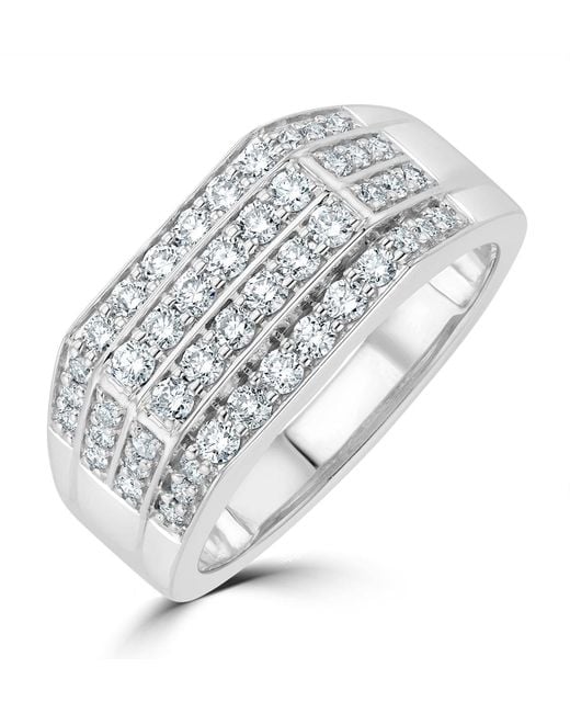 The Diamond Store Metallic Lab Diamond Pave Encrusted Ring 1Ct H/Si for men