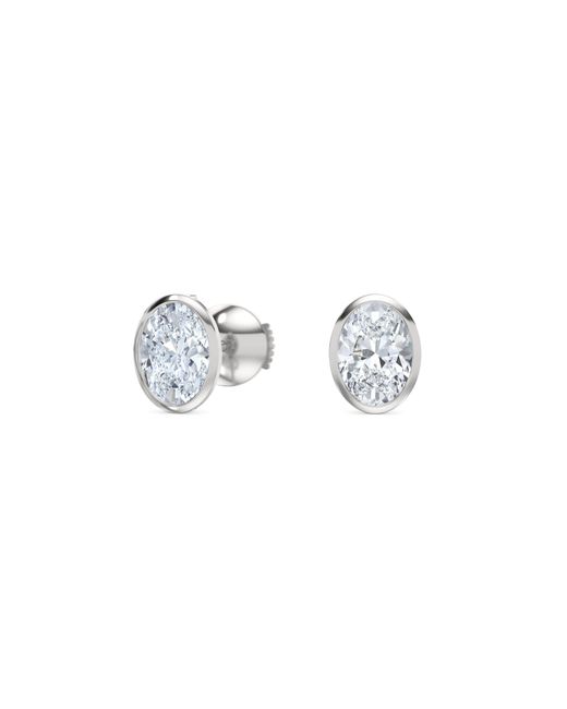 The Diamond Store Metallic Bezel Set 2.00Ct Oval Cut Lab Diamond Stud Earrings