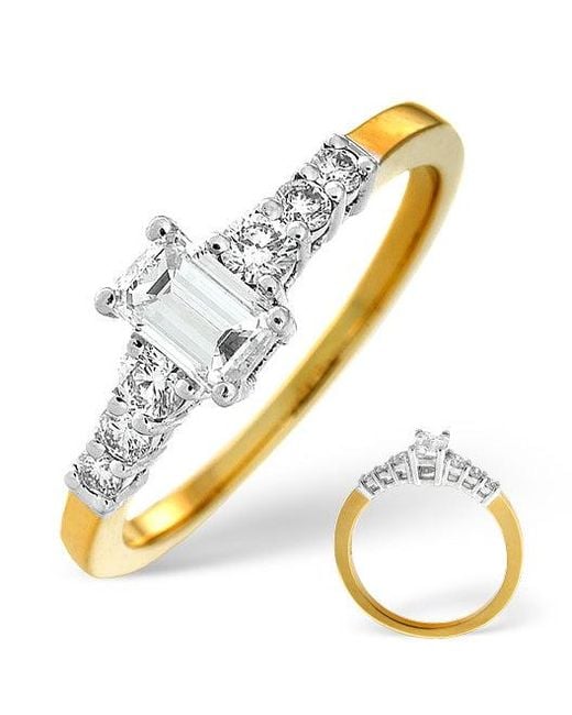 The Diamond Store Metallic Solitaire With Shoulders Ring 0.76Ct Lab Diamond 18K