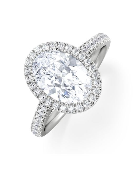 The Diamond Store White Georgina Lab Oval Diamond Halo Engagement Ring 18K 2.55Ct F/Vs1