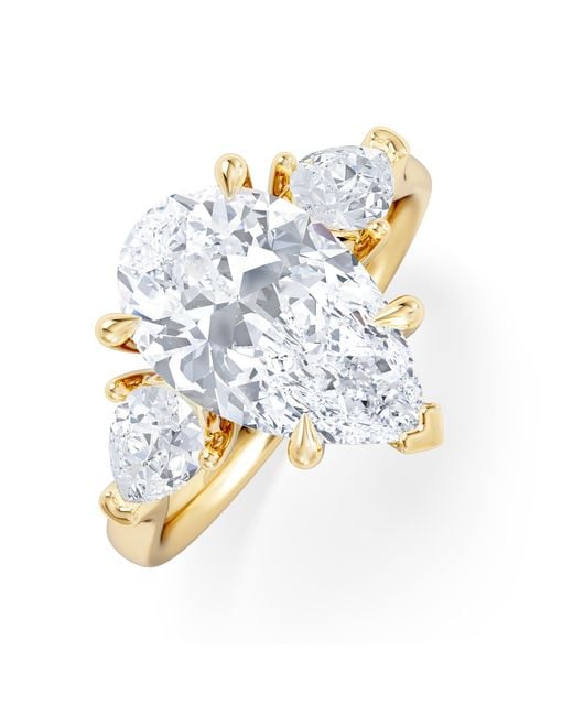 The Diamond Store Blue Adore 3.80Ct Pear Cut Lab Diamond 3 Stone Engagement Ring