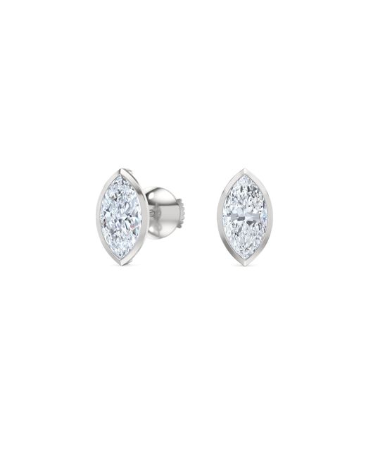 The Diamond Store Metallic Bezel Set 2.00Ct Marquise Cut Lab Diamond Stud Earrings