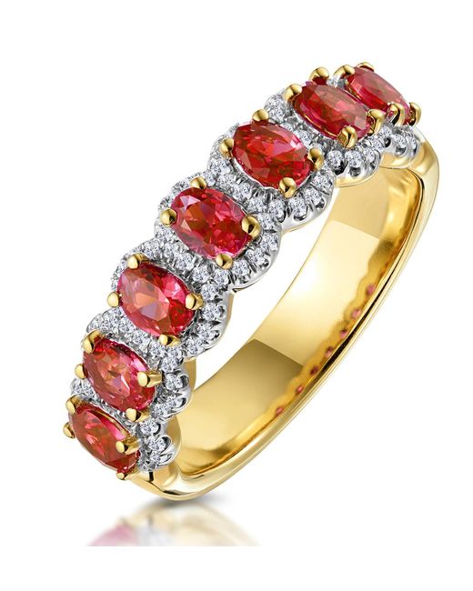 The Diamond Store Metallic Ruby And Diamond Halo Eternity Ring