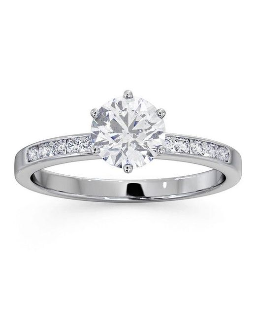 The Diamond Store White Charlotte Gia Diamond Engagement Side Stone Ring 1.10Ct G/Vs2
