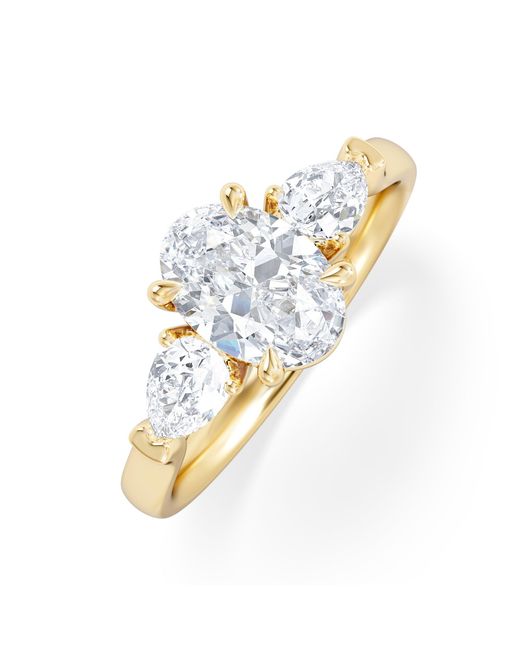 The Diamond Store Metallic Adore 1.50Ct Oval Cut Lab Diamond 3 Stone Engagement Ring