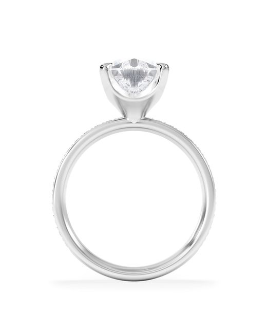 The Diamond Store Blue Origin 3.30Ct Pear Cut Lab Diamond Solitaire Engagement Ring With Side Stones