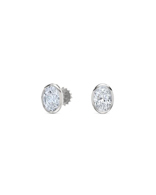 The Diamond Store Metallic Bezel Set 1.00Ct Oval Cut Lab Diamond Stud Earrings