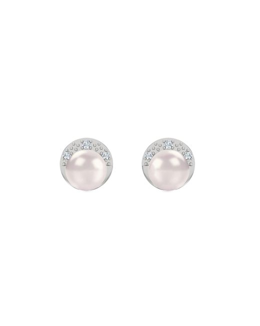 The Diamond Store White Eden 4.15Ct Round Pearl And Lab Diamond Stud Earrings