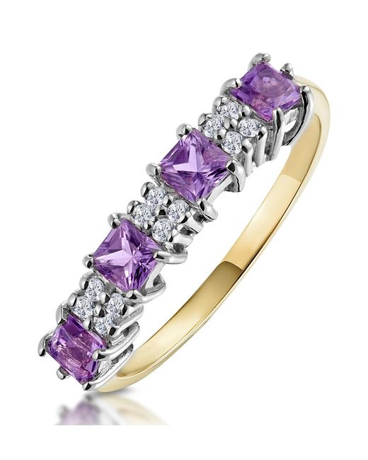 The Diamond Store Purple Amethyst 0.56Ct And Diamond 9K Ring