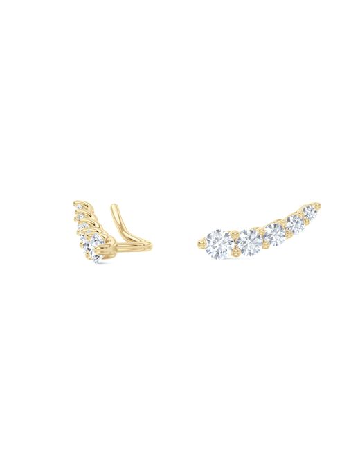 The Diamond Store Metallic Legacy 1.00Ct Round Cut Lab Diamond Ear Climber Stud Earrings