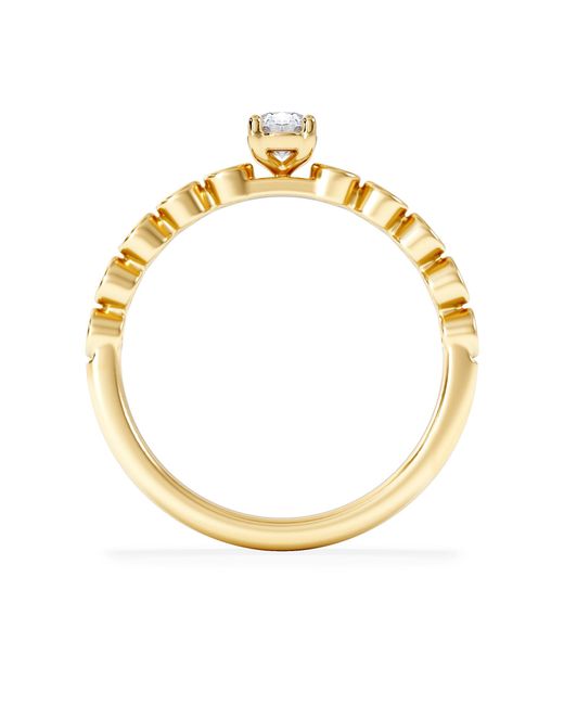 The Diamond Store Metallic Entwine 0.30Ct Oval Cut Lab Diamond Solitaire Engagement Ring With Side Stones
