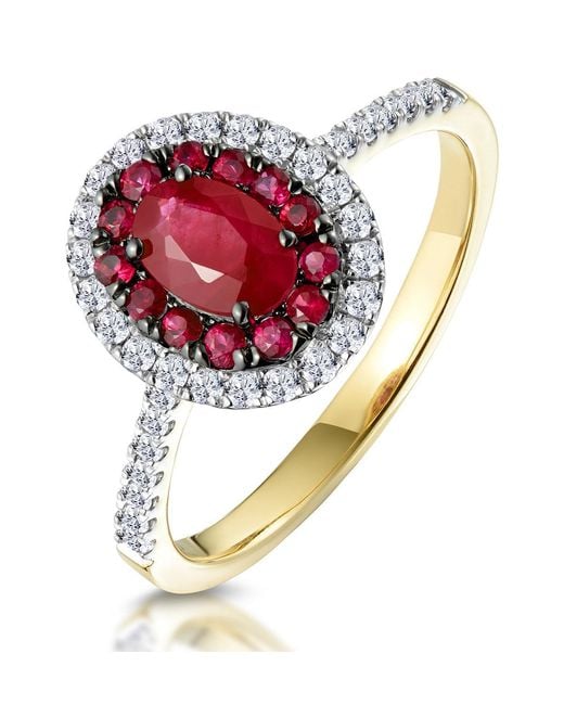 The Diamond Store Metallic Ruby And Diamond Double Halo Ring