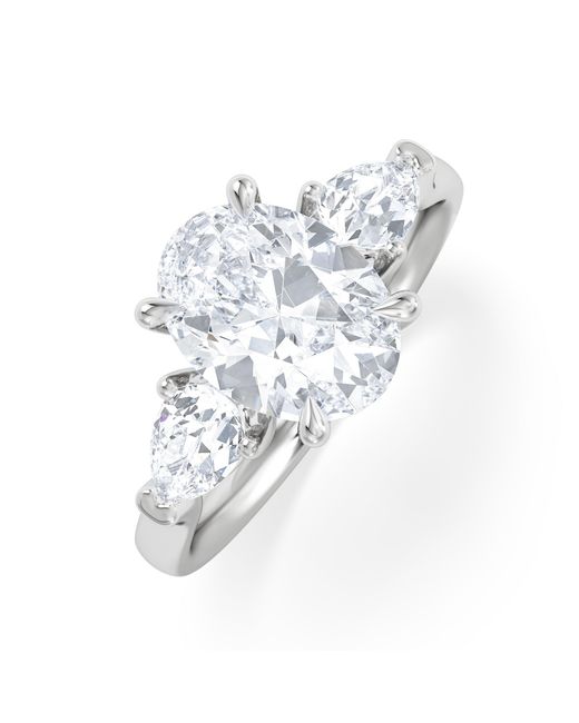 The Diamond Store White Adore 2.60Ct Oval Cut Lab Diamond 3 Stone Engagement Ring
