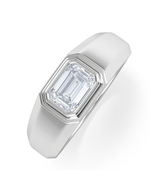 The Diamond Store White Axis Lab Diamond Signet Ring 1.00Ct Emerald Cut Set