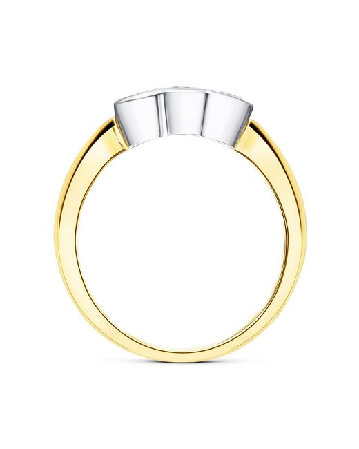 The Diamond Store Metallic 18K Three Stone Diamond Rubover Ring 0.50Ct