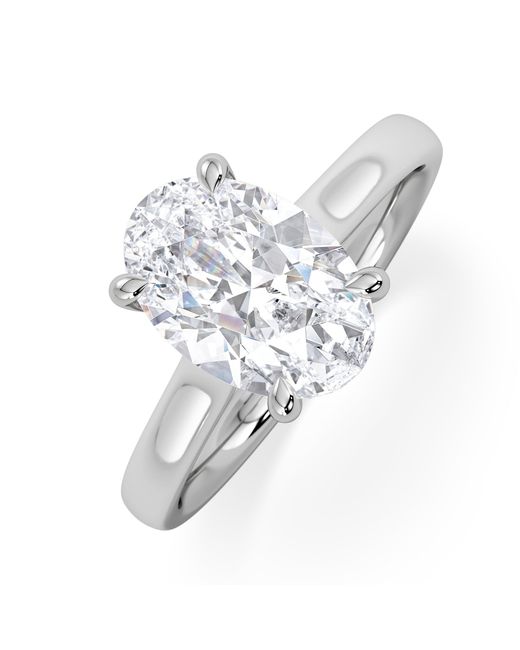 The Diamond Store White Amora Oval 2.00Ct Hidden Halo Lab Diamond Engagement Ring F/Vs1 Set
