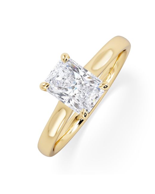 The Diamond Store Metallic Amora Radiant 1.00Ct Hidden Halo Lab Diamond Engagement Ring F/Vs1 Set