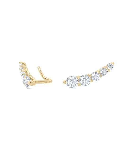 The Diamond Store Metallic Legacy 2.00Ct Round Cut Lab Diamond Ear Climber Earrings