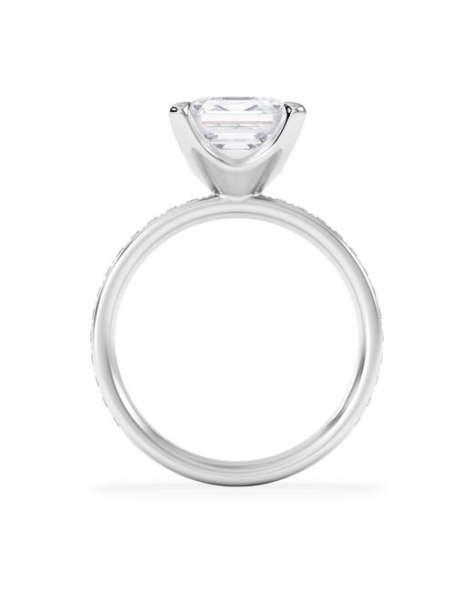 The Diamond Store Metallic Origin 3.30Ct Asscher Cut Lab Diamond Solitaire Engagement Ring With Side Stones