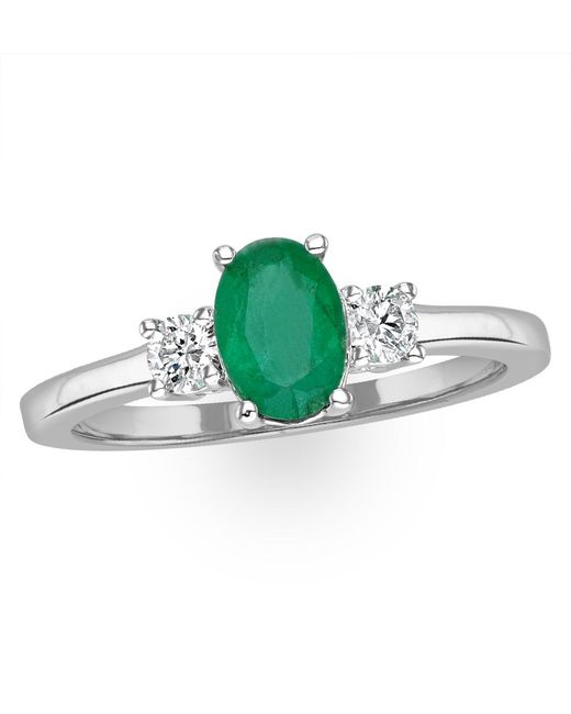 The Diamond Store Green Emerald 0.75Ct And Diamond 18K Ring N4316Y