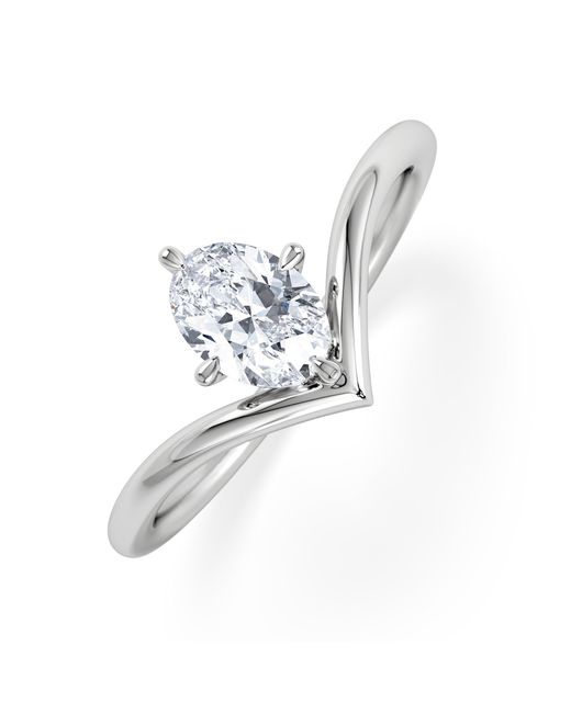 The Diamond Store White Vela 0.50Ct Oval Cut Lab Diamond Solitaire Engagement Ring