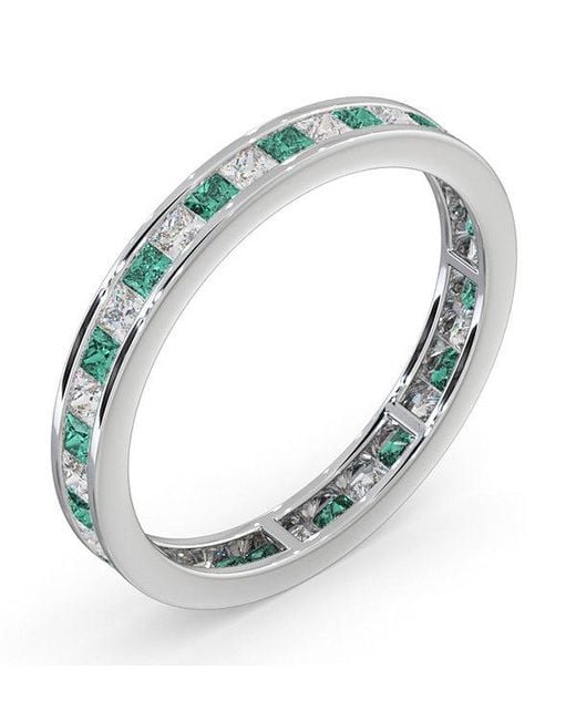 The Diamond Store Blue Eternity Ring Lauren Diamonds H/Si And Emerald 1.15Ct