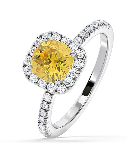 The Diamond Store Metallic Beatrice Lab Diamond 1.65Ct Cushion Halo Ring