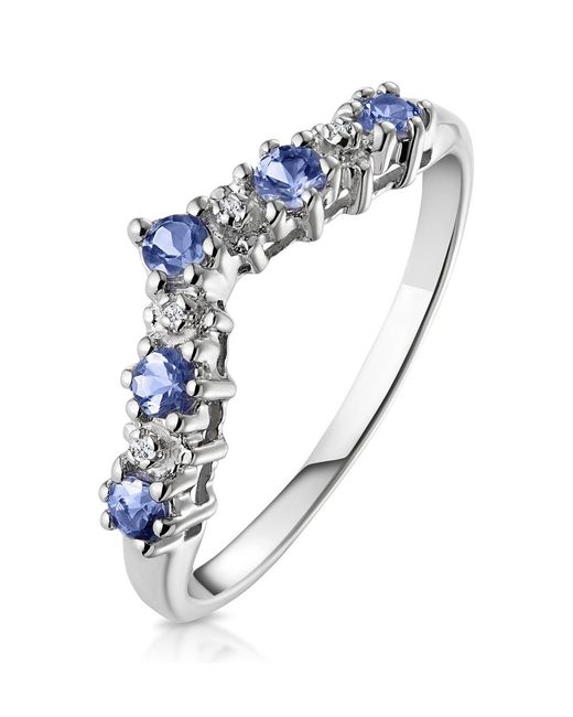 The Diamond Store Blue Diamond And Tanzanite 0.35Ct Wishbone Ring
