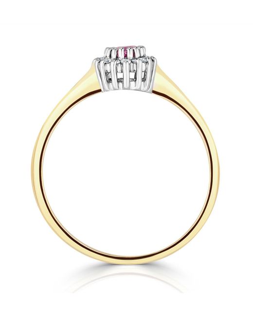 The Diamond Store Metallic 9K Diamond Sapphire Ring 0.05Ct
