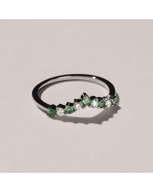 The Diamond Store Green Starlit Emerald And Lab Diamond Wishbone Ring
