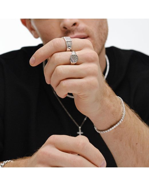 The Diamond Store Metallic Lab Diamond Signet Ring 0.07Ct H/Si for men
