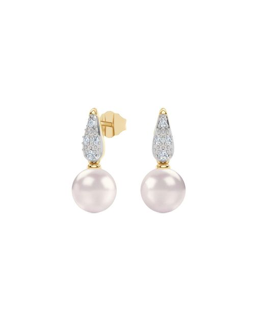 The Diamond Store Metallic Eden 7Mm Round Pearl And Lab Diamond Stud Earrings
