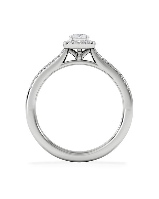 The Diamond Store White Lumia Cushion Cut Lab Diamond Halo Ring 0.50Ct F/Vs